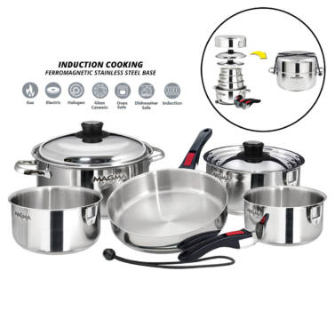 Magma A10-360L-IND 10pc Stainless Steel Nesting Induction Cookware Set Boat  RV – Fredwarner Marine & Outdoors