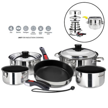 Magma A10-366-2 10pc Stainless Steel Nesting Cookware Non-Stick